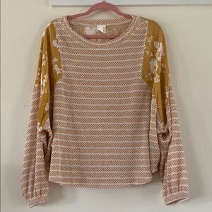 by together long sleeve patchwork top